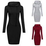 High Quality 2019 New Hot Sale Fashion Women's Casual Style Hooded Hoodie Long Sleeve Sweater Pocket Bodycon Tunic Dress Top