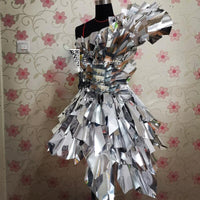 Future technologie argent robe modèle passerelle scène spectacle défilé thème scène danse costume on AliExpress