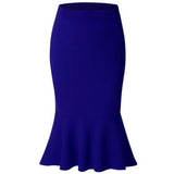 Summer Fashion Women High Waist Mermaid Skirt Lady Office Wear Skirt Solid Color Large Size Knee Length Trumpet Skirts