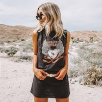 BOHO INSPIRED rock'n'roll vibes boho DRESS sleevless casual summer dress chic Charcoal T shirt dress women 2019 gypsy vestido