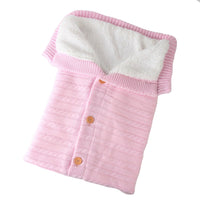 Newborn Baby Winter Warm Sleeping Bags Infant Button Knit Swaddle Wrap Swaddling Stroller Wrap Toddler Blanket Sleeping Bags