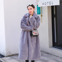 UPPIN Winter Women High Quality Faux Rabbit Fur Coat Long Section Woman Fur Coat Loose Lapel OverCoat Futro Thick Warm Plus Size Female Plush Coats