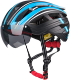 Bike Helmet for Men Women, Bicycle Cycling Helmet with Magnetic Goggles & Safety Rear Light & Reflective Strap for Adults Road & Mountain Cycle Helmets
