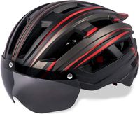 Bike Helmet for Men Women, Bicycle Cycling Helmet with Magnetic Goggles & Safety Rear Light & Reflective Strap for Adults Road & Mountain Cycle Helmets