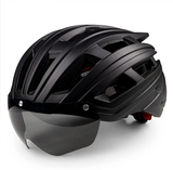 Bike Helmet for Men Women, Bicycle Cycling Helmet with Magnetic Goggles & Safety Rear Light & Reflective Strap for Adults Road & Mountain Cycle Helmets
