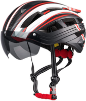 Bike Helmet for Men Women, Bicycle Cycling Helmet with Magnetic Goggles & Safety Rear Light & Reflective Strap for Adults Road & Mountain Cycle Helmets