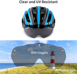 Bike Helmet for Men Women, Bicycle Cycling Helmet with Magnetic Goggles & Safety Rear Light & Reflective Strap for Adults Road & Mountain Cycle Helmets