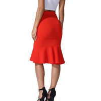 Summer Fashion Women High Waist Mermaid Skirt Lady Office Wear Skirt Solid Color Large Size Knee Length Trumpet Skirts