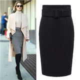 New Fashion Autumn Winter 2018 Cotton Plus Size High Waist Saias Femininas Casual Midi Pencil Skirt Women Skirts Female