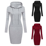 High Quality 2019 New Hot Sale Fashion Women's Casual Style Hooded Hoodie Long Sleeve Sweater Pocket Bodycon Tunic Dress Top