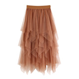 Womens Tulle Skirts Womens Casual Comfortable Tulle Skirt Elastic High Waist Pleated Midi Skirt Ladies women clothes 2019 #626