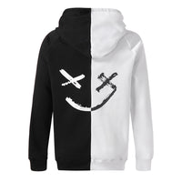 JAYCOSIN Unisex Hoodie Two Color Splicing Smiley Print Fashion Hoodie Sweat Comfort Pocket Casual XL 3XL 4XL 5XL