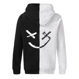 JAYCOSIN Unisex Hoodie Two Color Splicing Smiley Print Fashion Hoodie Sweat Comfort Pocket Casual XL 3XL 4XL 5XL