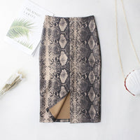 DeRuiLaDy Fashion Women Snake Print Skirt 2019 New Casual Sexy High Waist Elegant Skirts Womens Office Lady Skirt