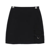 KLV Women Summer Harajuku Sexy Irregular High Waist Bandage Skirt Female Black Gothic Mini Bodycon Short Skirt Slim Clubwear