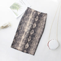 DeRuiLaDy Fashion Women Snake Print Skirt 2019 New Casual Sexy High Waist Elegant Skirts Womens Office Lady Skirt