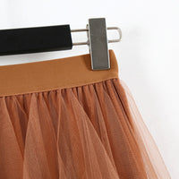 Womens Tulle Skirts Womens Casual Comfortable Tulle Skirt Elastic High Waist Pleated Midi Skirt Ladies women clothes 2019 #626