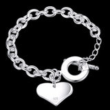Lekani Fashion Smooth Love Heart Charm Bracelet For Women 925 Sterling Silver Bracelets Female Hand Chain Wristband Pulseira
