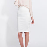 2019 Spring High Waist Office Bodycon Midi Skirts New White Women Midi Pencil Skirt Zipper Split Knee Length Skirt
