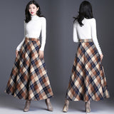 HAYBLST Brand Skirt Womens 2019Autumn Winter Plus Size3XL Elegant Korean Style Fashion Plaid Tall Waist Long Clothing Thickening