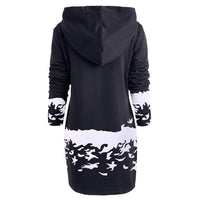 SAGACE Women Christmas Monochrome Reindeer Printed Hooded Drawstring Mini Dress Winter Polyester Princess Dress travel August 22