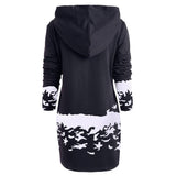 SAGACE Women Christmas Monochrome Reindeer Printed Hooded Drawstring Mini Dress Winter Polyester Princess Dress travel August 22
