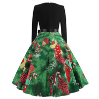 Women Dress Winter Christmas Dresses Women O neck Vintage Robe Elegant Party Dress Long Sleeve Casual Plus Size Print Black #L10 on AliExpress