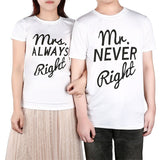 Funny Matching Couple T Shirt Mr Right Mrs Always Right Couple Shirts Mr. & Mrs. Right Husband and Wife T Shirt Anniversary Gift