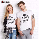 Funny Matching Couple T Shirt Mr Right Mrs Always Right Couple Shirts Mr. & Mrs. Right Husband and Wife T Shirt Anniversary Gift