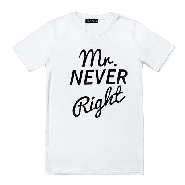 Funny Matching Couple T Shirt Mr Right Mrs Always Right Couple Shirts Mr. & Mrs. Right Husband and Wife T Shirt Anniversary Gift