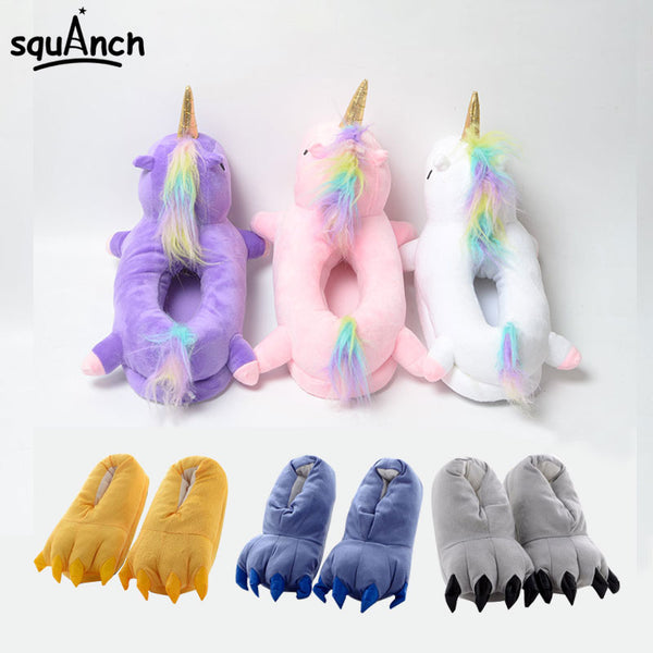 Unicorn Slippers Cartoon Animal Claw Kigurumis Onesies Pajama Shoes Kid Adult Kawaii Funny Paws Casual Cosplay Prop Party Wear