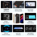 ZEEKER P10 108MP Rugged Phone IP69K Waterproof NFC Smartphone 6.49" FHD+ DotDisplay 6000mAh IR Night Vision Quad Camera