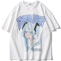 Aolamegs T-shirt Men Green Hair Girl Cartoon Anime Printed O-Neck Streetwear Japanese Harajuku Fashion Tops Men Clothing Summer