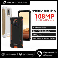 ZEEKER P10 108MP Rugged Phone IP69K Waterproof NFC Smartphone 6.49" FHD+ DotDisplay 6000mAh IR Night Vision Quad Camera