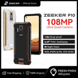 ZEEKER P10 108MP Rugged Phone IP69K Waterproof NFC Smartphone 6.49" FHD+ DotDisplay 6000mAh IR Night Vision Quad Camera
