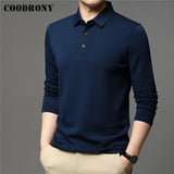 COODRONY Brand Spring Autumn New Arrivals High Quality Pure Color Business Casual Long Sleeve Polo-Shirt Men Clothing Tops C5050