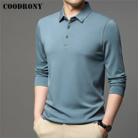 COODRONY Brand Spring Autumn New Arrivals High Quality Pure Color Business Casual Long Sleeve Polo-Shirt Men Clothing Tops C5050