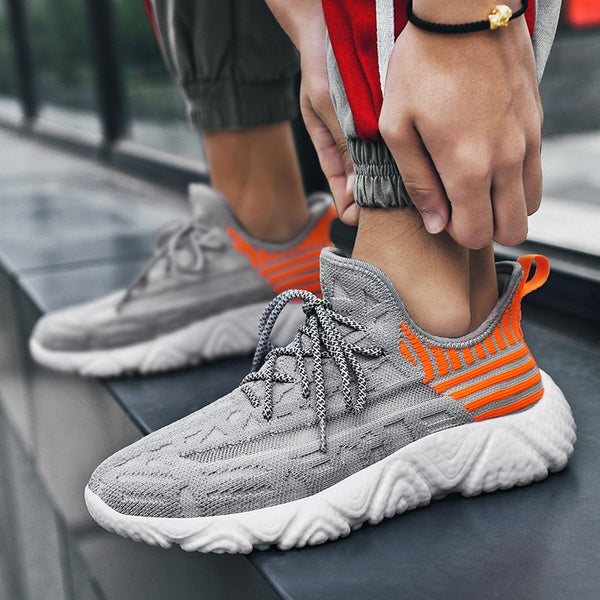 Men Casual Shoes Fashion Mens Sneakers Breathable Flying Weaving Mesh Lightweight Lace-up Shoe Outdoor Tenis Masculino Adulto