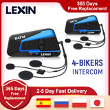 2PCS Lexin B4FM 4 Way Bluetooth Motorcycle Helmet Intercom Headsets,BT Wireless Communication Intercomunicadores Motorbike Music