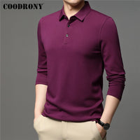 COODRONY Brand Spring Autumn New Arrivals High Quality Pure Color Business Casual Long Sleeve Polo-Shirt Men Clothing Tops C5050