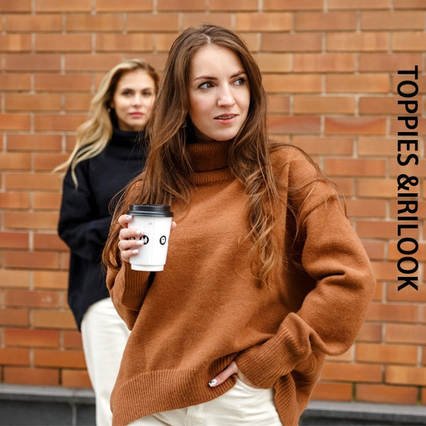 Toppies Winter Woman Sweater Turtleneck Oversize Pullovers Jumper Female knitted tops irregular hem Korean Clothing