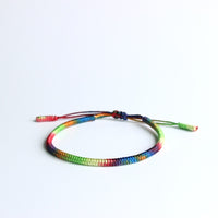 Tibetan Buddhist Handbraided Knots Lucky Rope Bracelet Monks Blessed Handmade Yoga Meditation Healing Bangle - 7 Chakra Color