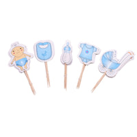 12pcs/set Transparent Plastic Feeder Bottle Candy Box Cute Blue/pink Wedding Birthday Baby Shower Cake Topper Party Supplies