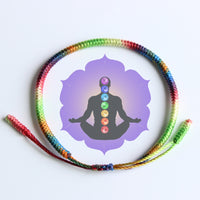Tibetan Buddhist Handbraided Knots Lucky Rope Bracelet Monks Blessed Handmade Yoga Meditation Healing Bangle - 7 Chakra Color