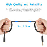 3m/5m 3.5mm Jack Extension Audio Cable Male to Female Wired Headphones Headphone Extension Cable Speaker AUX Cable Cord For PC