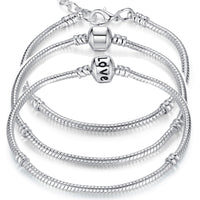 나나나나BAMOER 5 Style Silver Color LOVE Snake Chain Bracel