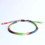 Tibetan Buddhist Handbraided Knots Lucky Rope Bracelet Monks Blessed Handmade Yoga Meditation Healing Bangle - 7 Chakra Color