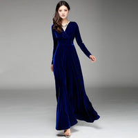 2020 New Autumn Winter Plus Size S~2xl Women Velvet Dresses Long Sleeve V Neck Vintage Feminino Party Vestidos De Festa