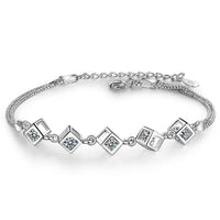 Snow test-----Luxury Fashion 925 Sterling Sliver Chain Link Bracelet for Women Shining Cubic Zircon Crystal Birthday&Party Jewelry