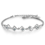 Snow test-----Luxury Fashion 925 Sterling Sliver Chain Link Bracelet for Women Shining Cubic Zircon Crystal Birthday&Party Jewelry